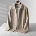 Men’s Collared Zip-Up Knit Cardigan – Casual Smart Layering Jacket