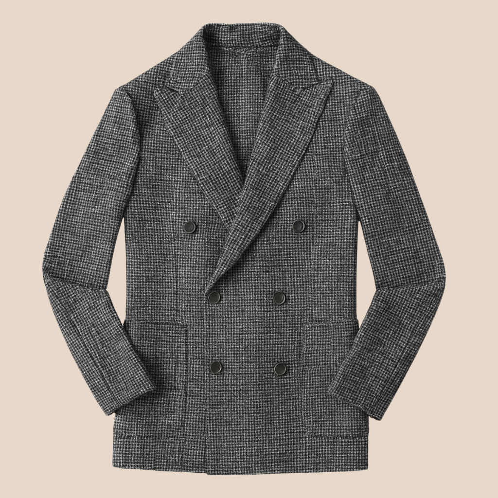 Men’s Double-Breasted Checked Blazer – Tailored Smart Casual Jacket