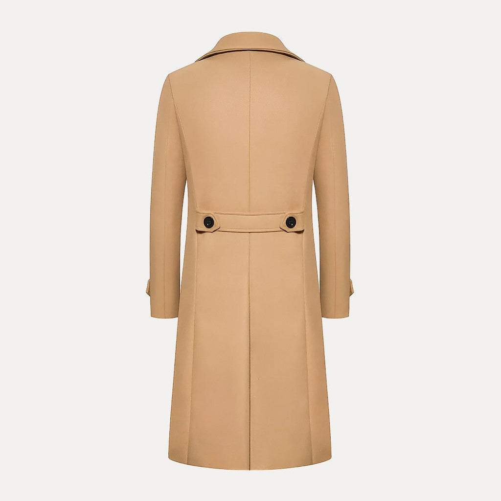Men’s Double-Breasted Long Coat – Tailored Winter Overcoat with Peak Lapels