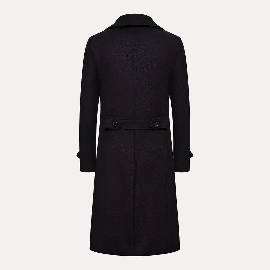 Men’s Double-Breasted Long Coat – Tailored Winter Overcoat with Peak Lapels