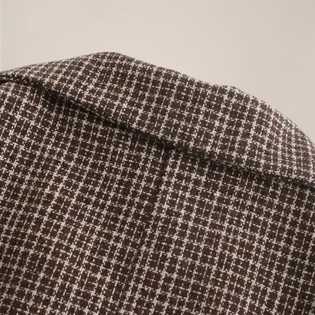 Men’s Double-Breasted Slim Fit Blazer – Check Pattern Tailored Jacket