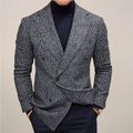 Men’s Double-Breasted Slim Fit Blazer – Check Pattern Tailored Jacket