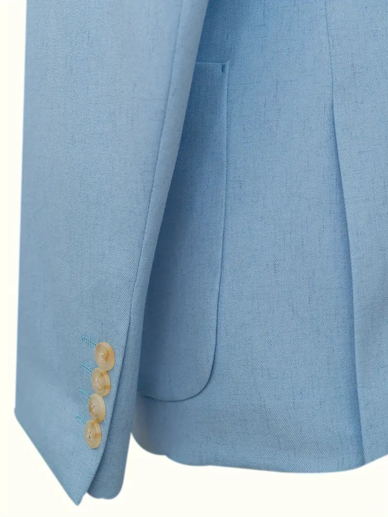 Men's Flat Collar Single-Breasted Suit – Comfortable Fit for Weddings & Work