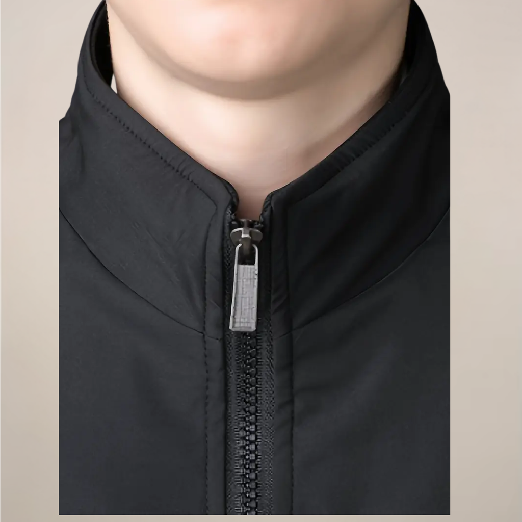Men’s Fleece-Lined Jacket – Warm Stand Collar Zip-Up Coat for Winter & Casual Wear