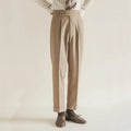 Men’s Formal Tailored Trousers – High-Rise Pleated Front with Cuffed Hem