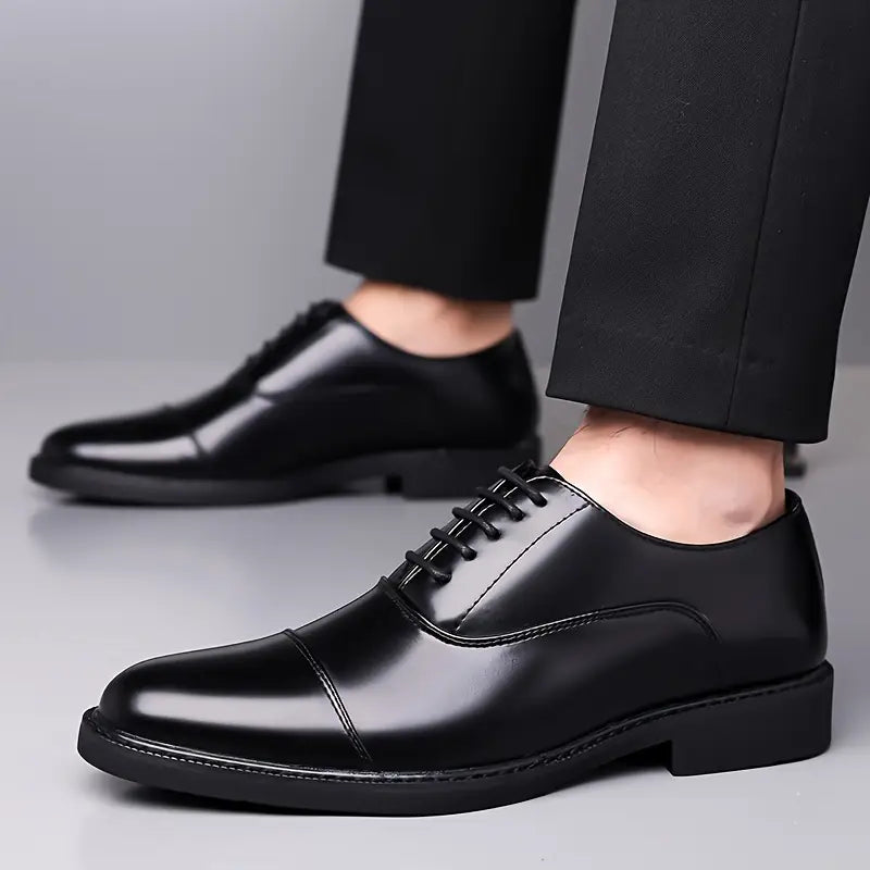 Men’s Glossy Oxfords – Classic Lace-Up Business Shoes