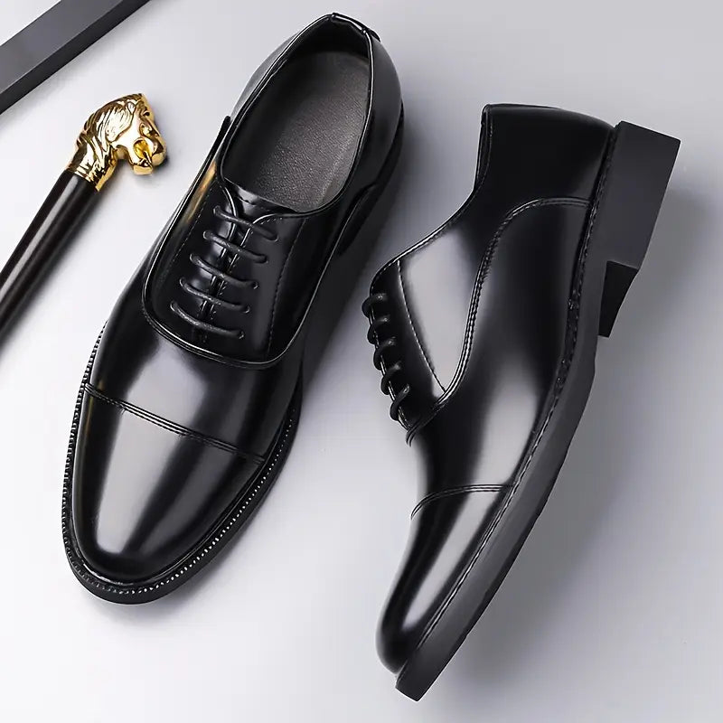 Men’s Glossy Oxfords – Classic Lace-Up Business Shoes