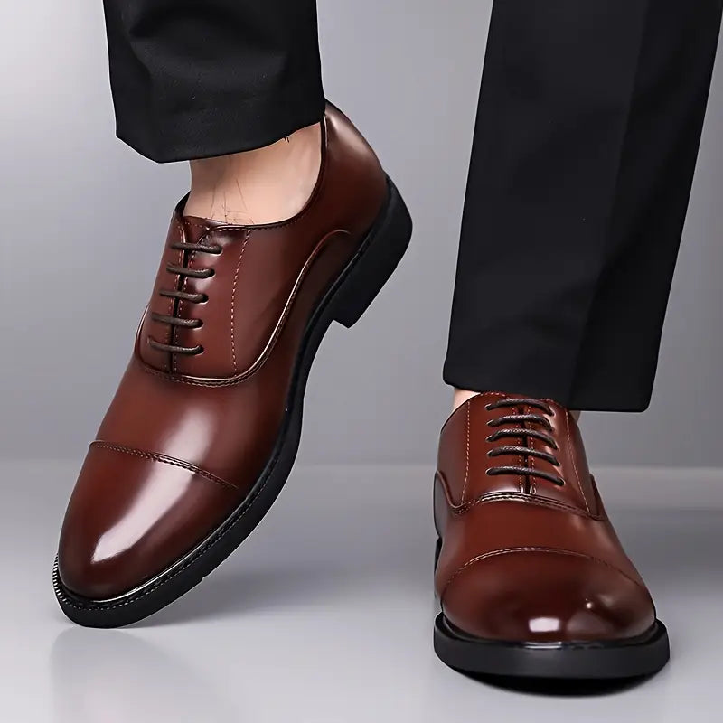 Men’s Glossy Oxfords – Classic Lace-Up Business Shoes