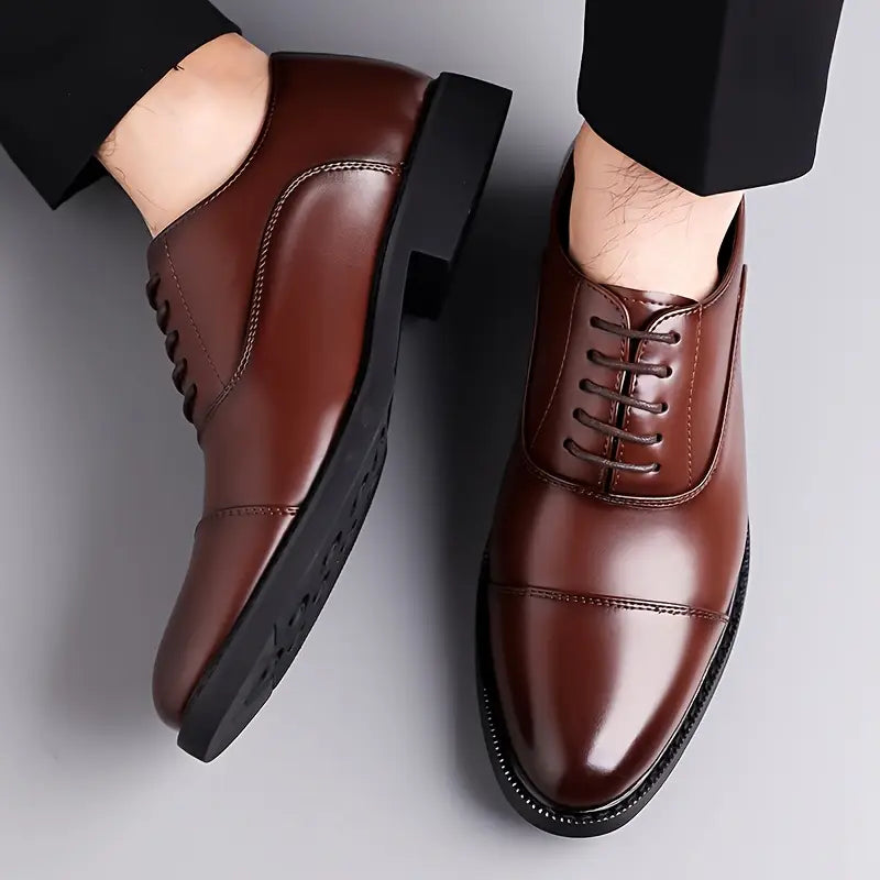 Men’s Glossy Oxfords – Classic Lace-Up Business Shoes
