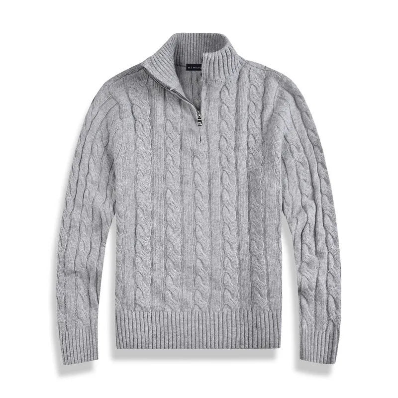 Men’s Half Zip Cable Knit Sweater – Classic Winter Layer