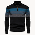 Men’s Half Zip Knitted Sweater with Bold Stripes – Autumn/Winter Casual Wear