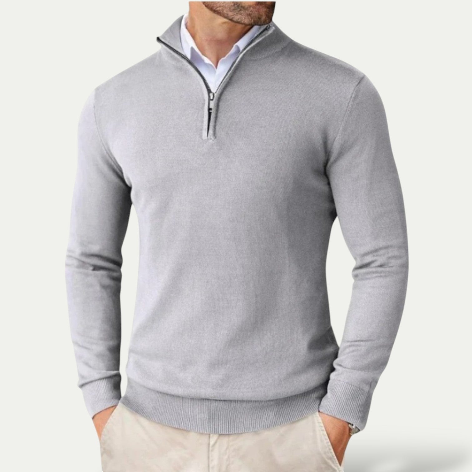 Men’s Half-Zip Pullover with Long Sleeves – All-Season Smart Casual Layer