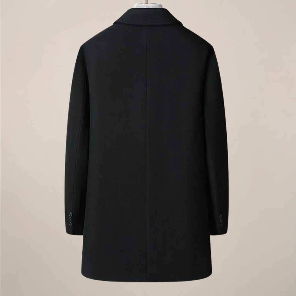 Men’s Herringbone Car Coat – Point Collar, Button Front