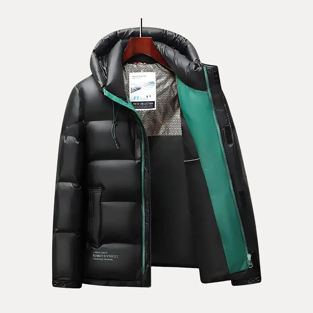 Men’s Hooded Puffer Jacket – Quilted Winter Coat with Insulated Padding
