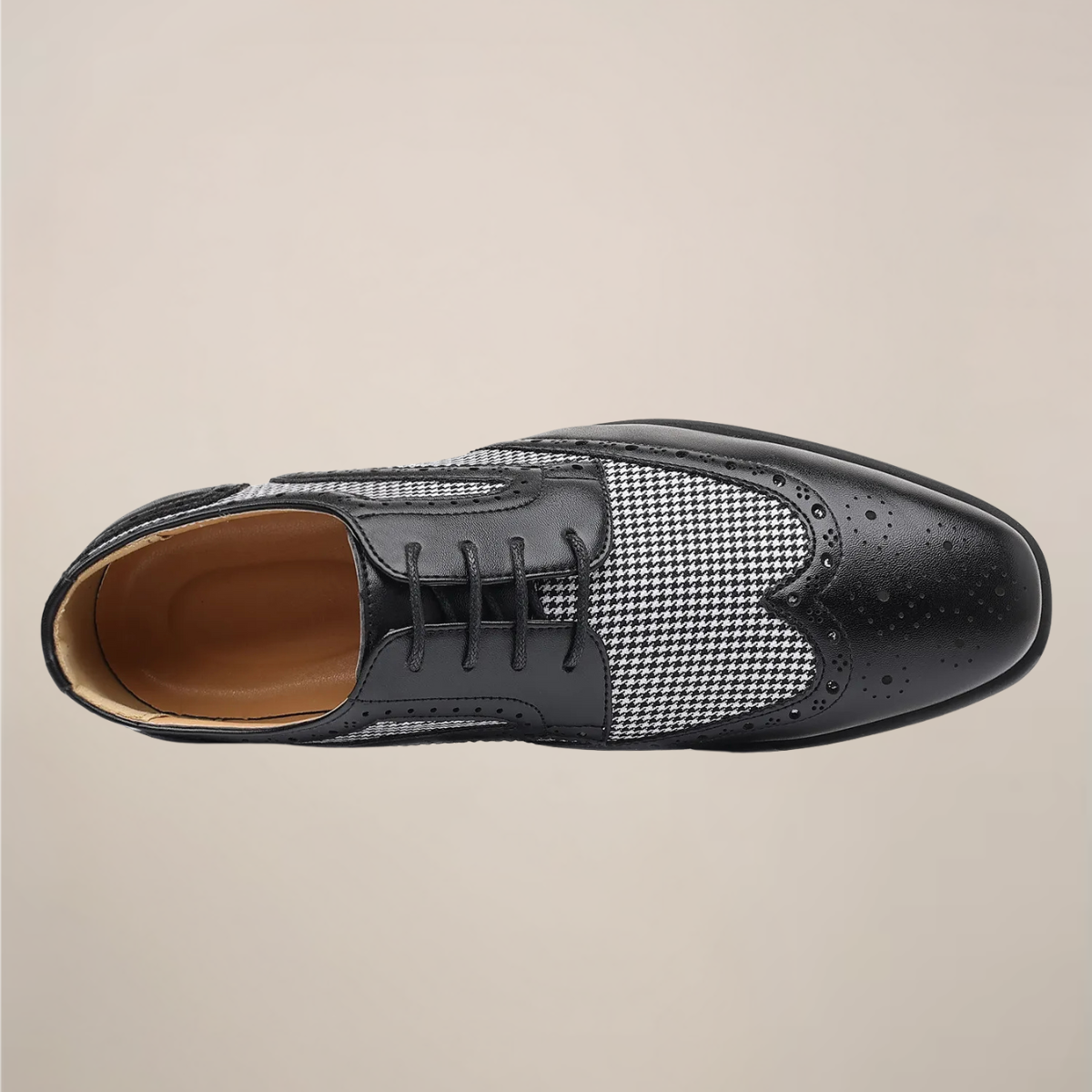 Men’s Houndstooth Oxford Dress Shoes – Classic Brogue Detailing