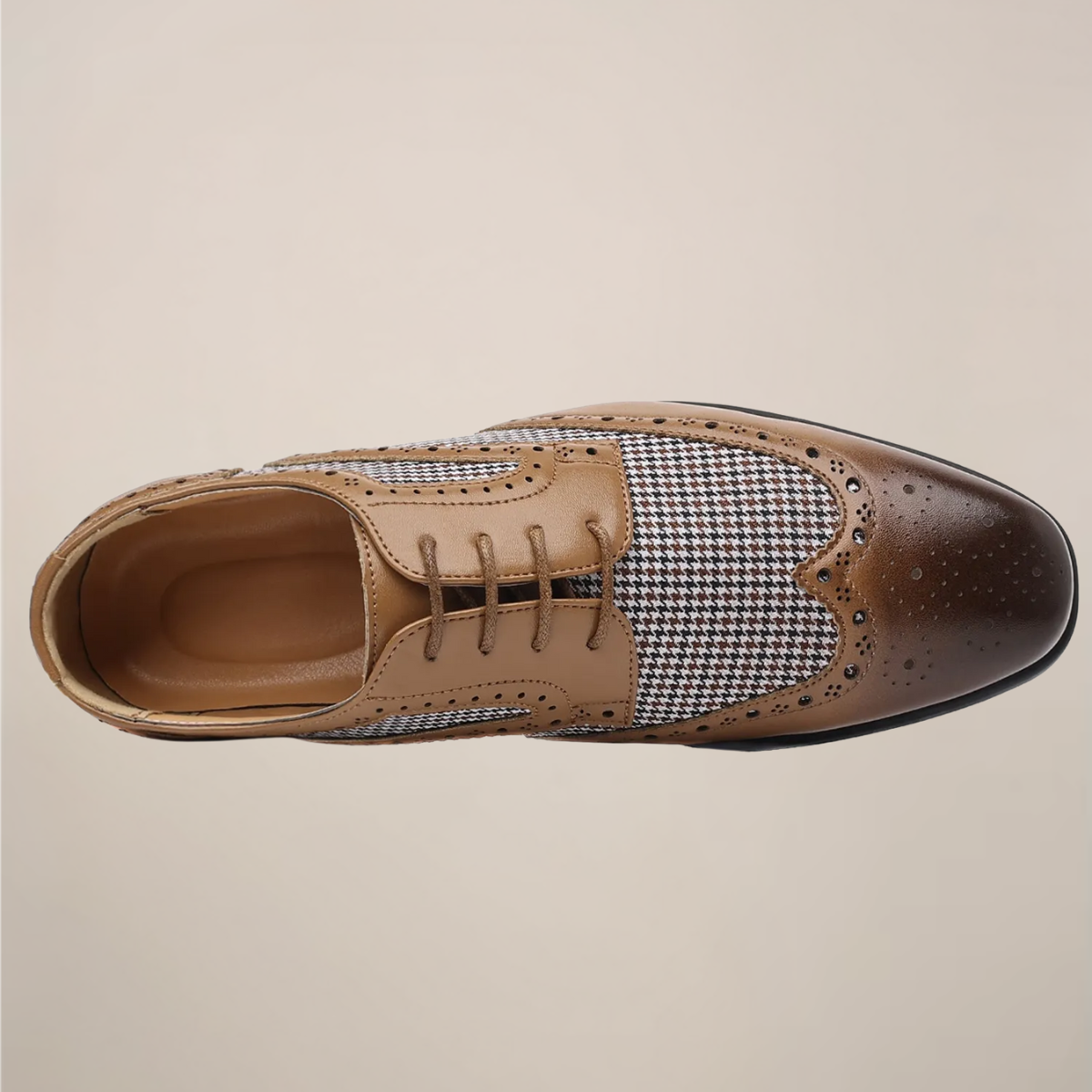 Men’s Houndstooth Oxford Dress Shoes – Classic Brogue Detailing