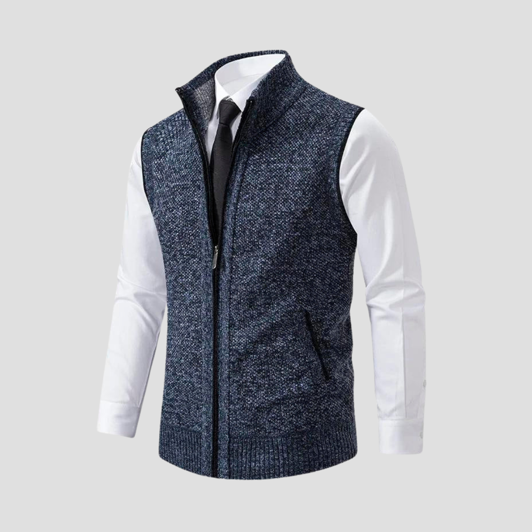 Men’s Knitted Zip Gilet – Smart Casual Layer with Contrast Trim