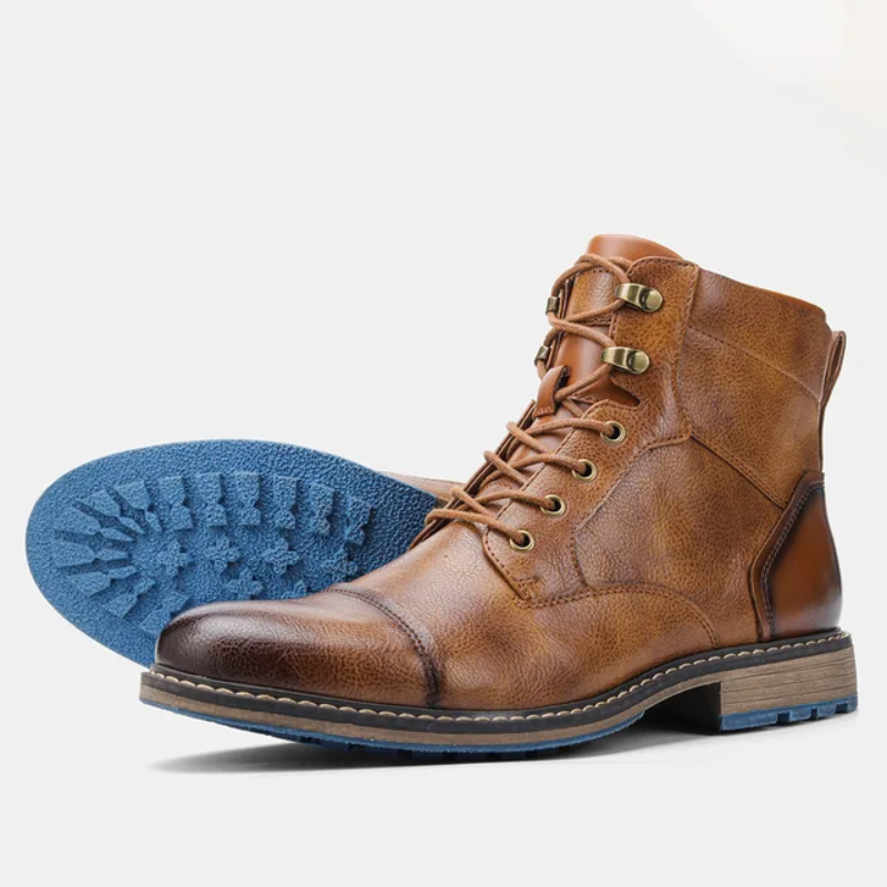 Men’s Lace-Up Dress Boots – Cap Toe, Winter Lug Sole
