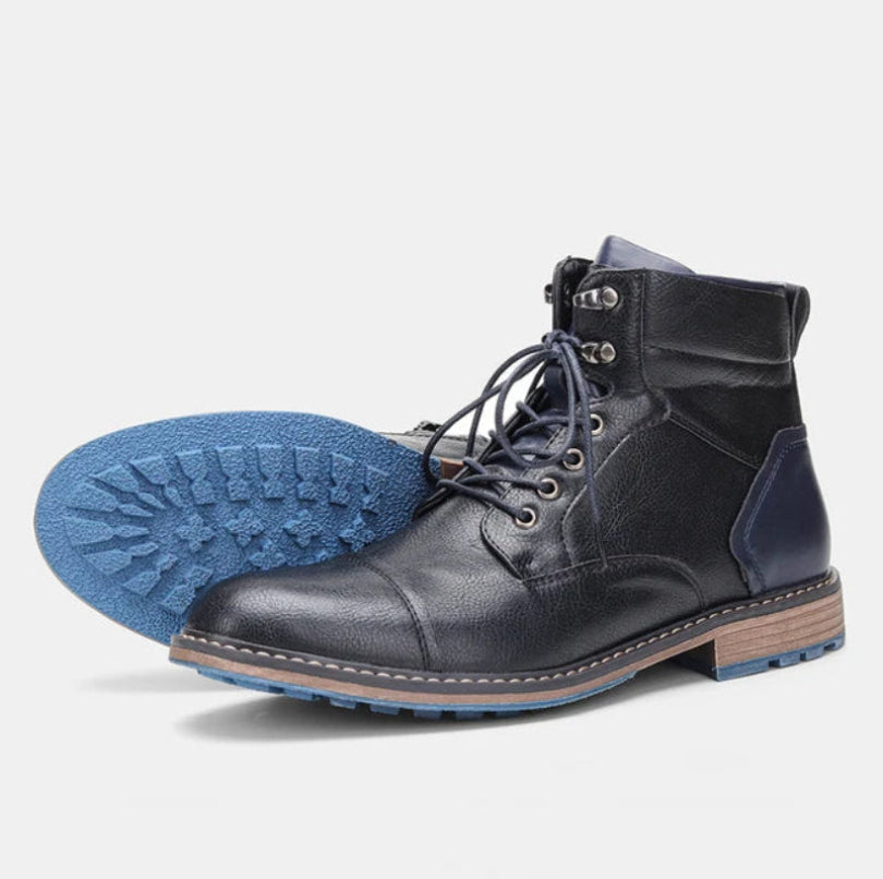 Men’s Lace-Up Dress Boots – Cap Toe, Winter Lug Sole
