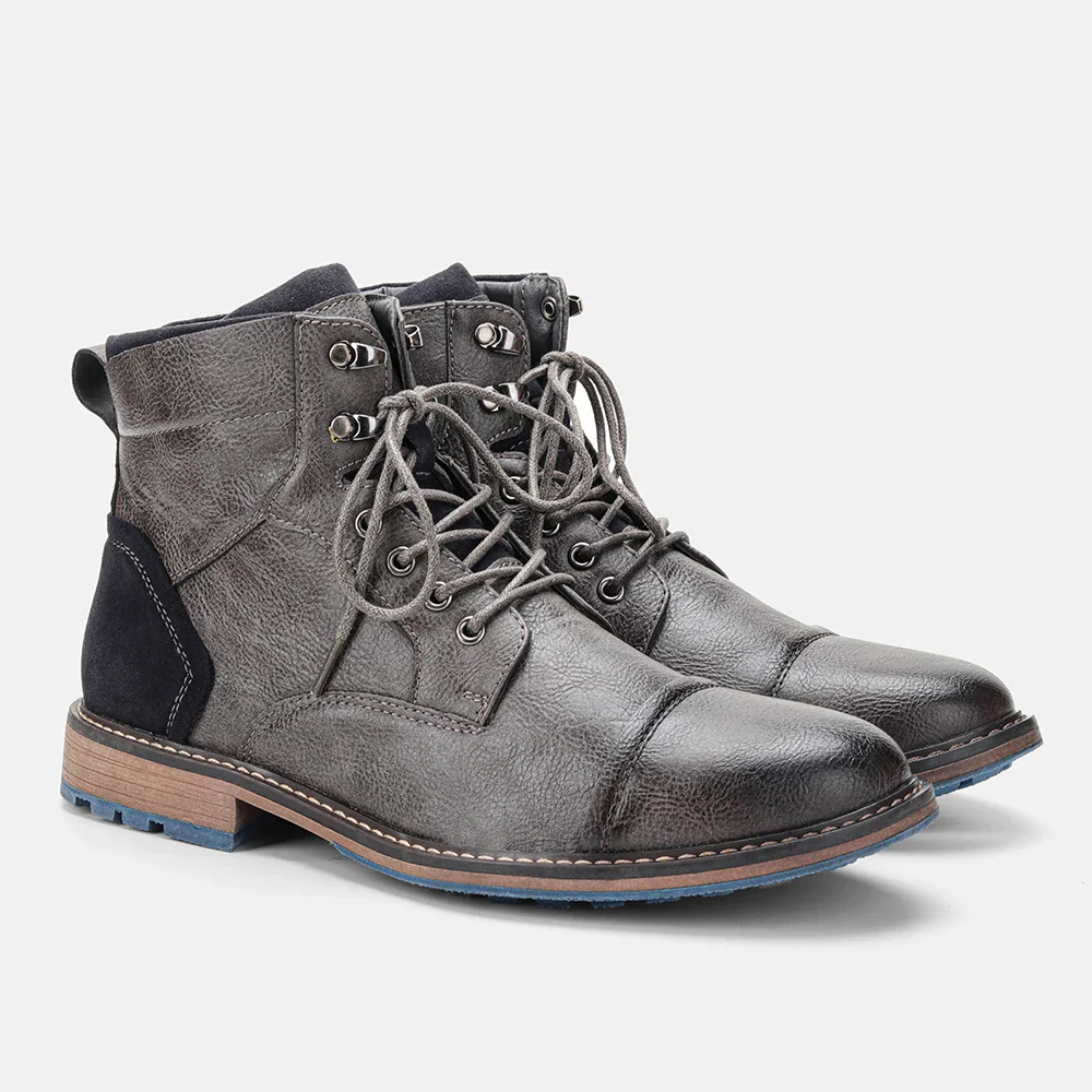 Men’s Lace-Up Dress Boots – Cap Toe, Winter Lug Sole