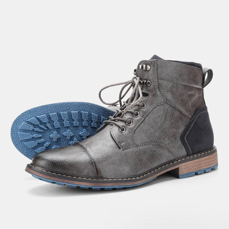 Men’s Lace-Up Dress Boots – Cap Toe, Winter Lug Sole