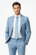 Men’s Light Blue Slim Fit Summer Suit – Lightweight Two-Piece Set