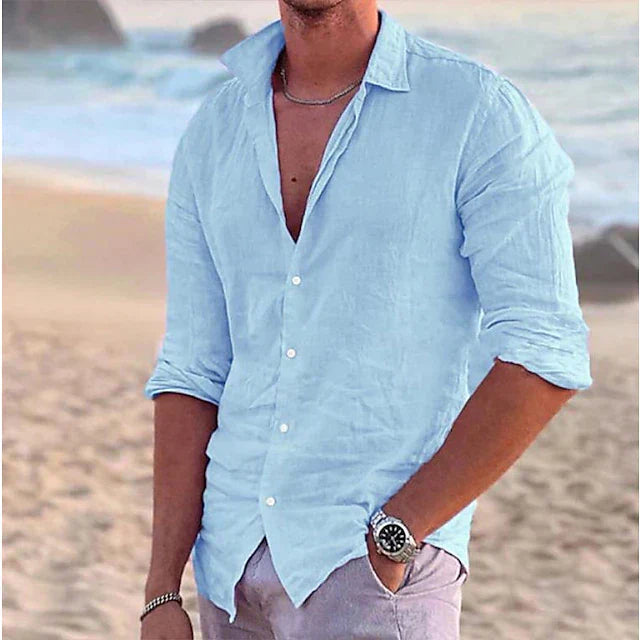 Men’s Linen Long Sleeve Shirt – Spring, Summer