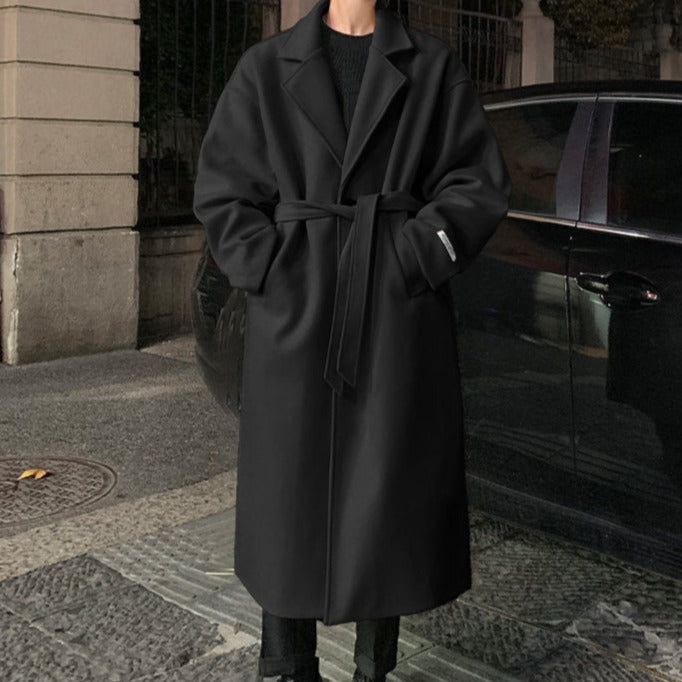 Men’s Long Belted Overcoat – Timeless Tailored Design for Old Money Elegance