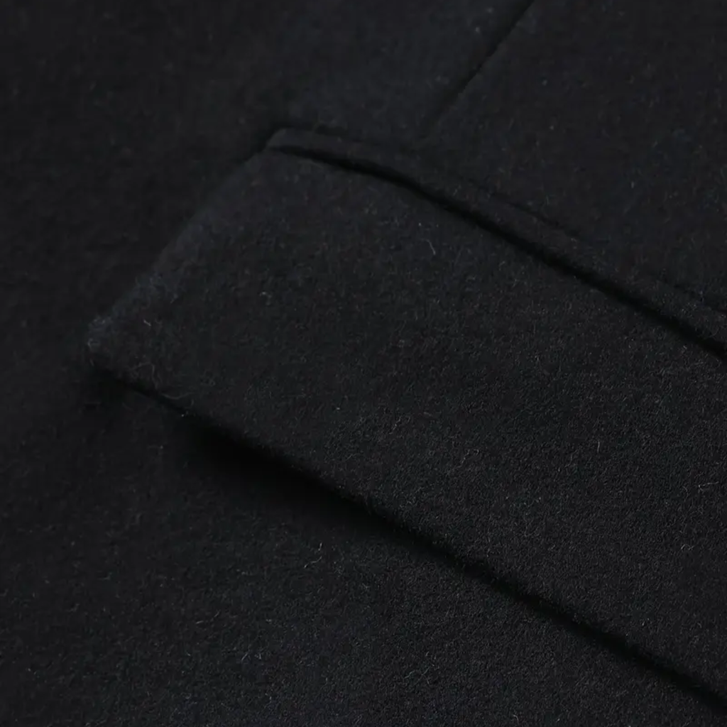 Men’s Long Winter Coat – Slim Fit Button-Up Jacket with Stand Collar