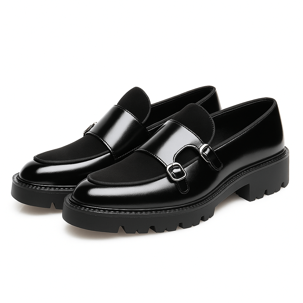 Men’s Monk Strap Loafers – Modern Dress Shoes with Dual Buckle