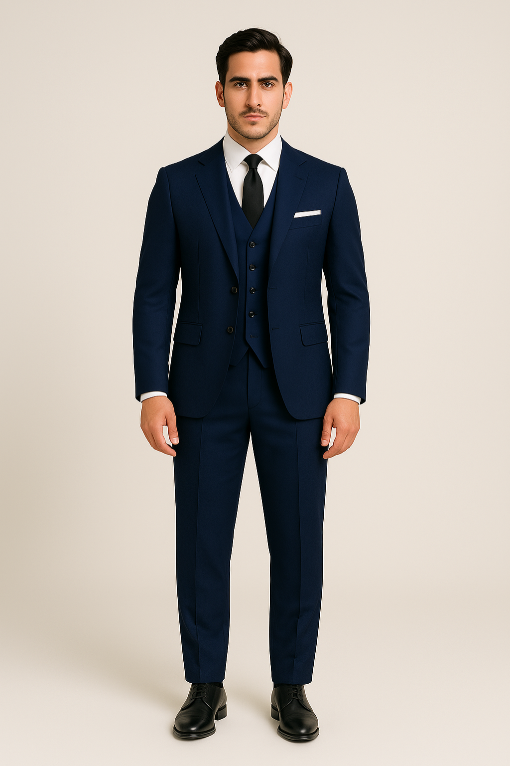 Men’s Navy Three-Piece Suit – Tailored Formal Suit