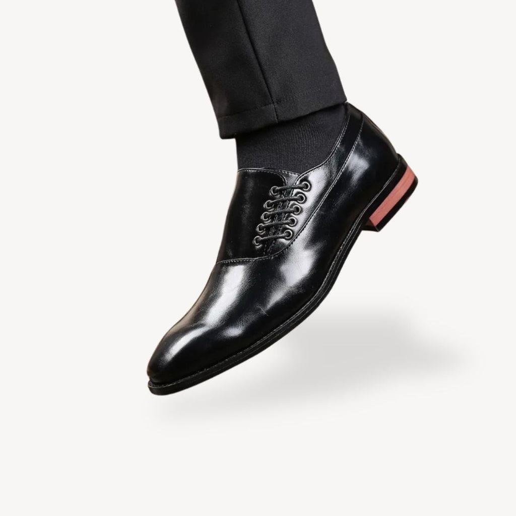 Men’s Oxford Dress Shoes – Pointed Toe Side Lace-Up Formal Design
