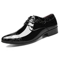 Men’s Patent Derby Shoes – Embossed Detail, Formal Lace-Up