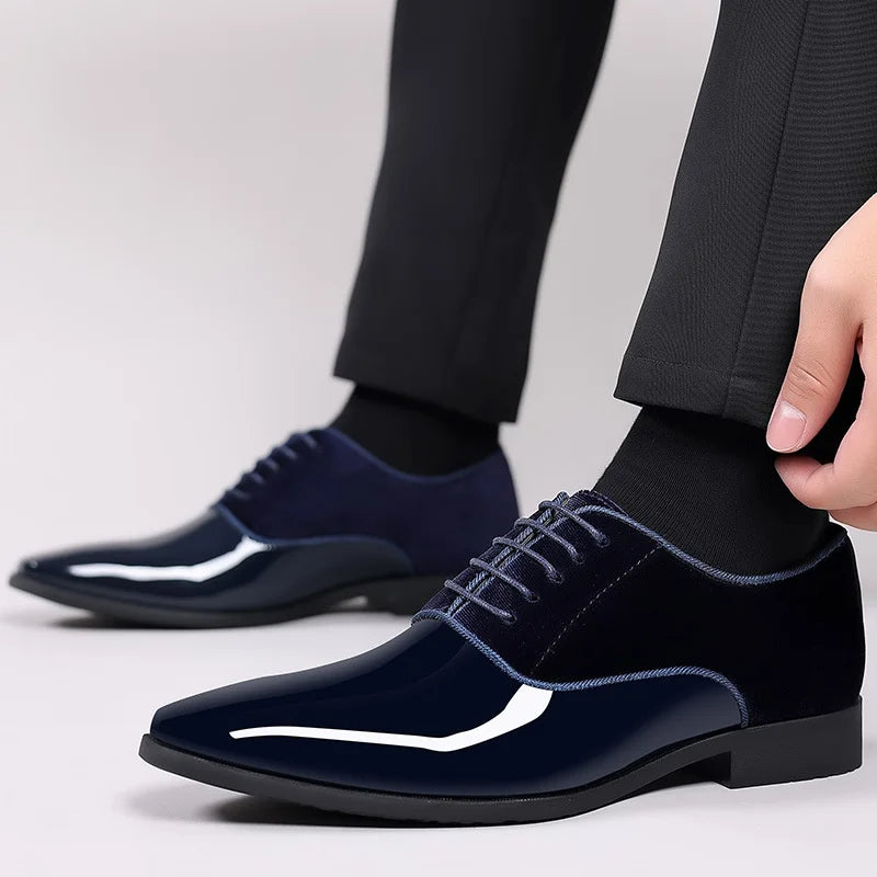 Men’s Patent Oxford Shoes – Velvet And Shiny Contrast Design