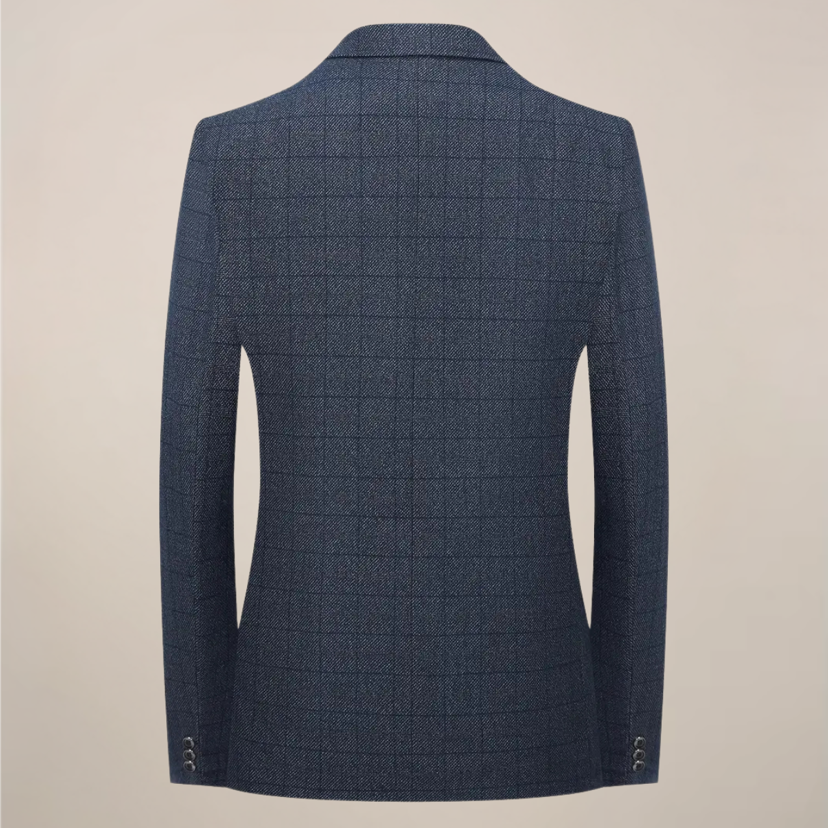 Men’s Plaid Blazer – Tailored Check Jacket with Lapel Collar and Pockets