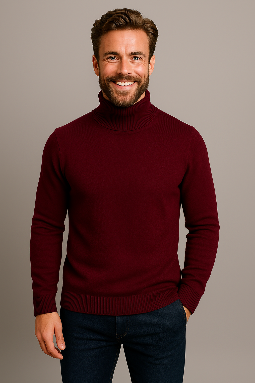 Men’s Polo Jumper with Roll Neck – Smart Casual and Evening