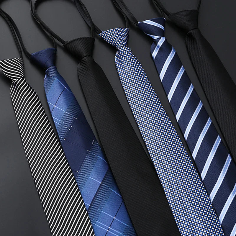 Men’s Pre-Tied Elastic Necktie – Slim Formal Tie for Business & Weddings