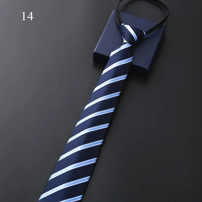Men’s Pre-Tied Elastic Necktie – Slim Formal Tie for Business & Weddings