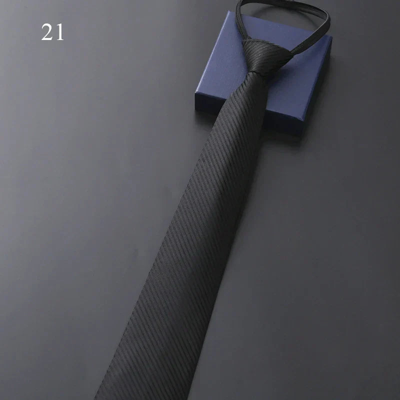 Men’s Pre-Tied Elastic Necktie – Slim Formal Tie for Business & Weddings