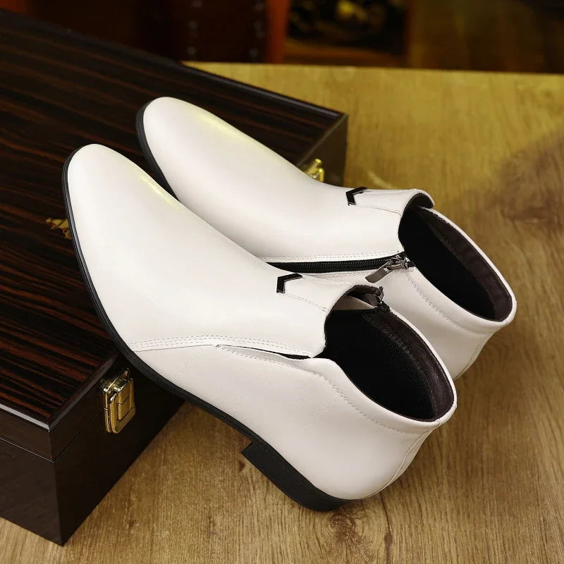 Men’s Retro Ankle Boots – Polished Dress Shoes with Side Zip