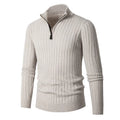 Men’s Ribbed Half-Zip Sweater – Neutral Tones