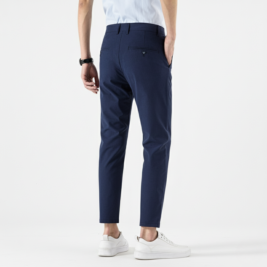 Men’s Slim Fit Cropped Trousers – Smart Casual Business Pants for Spring & Autumn