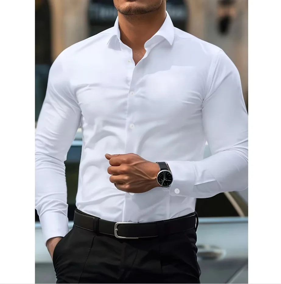Men’s Slim Fit Shirt – Classic Button-Down Long Sleeves