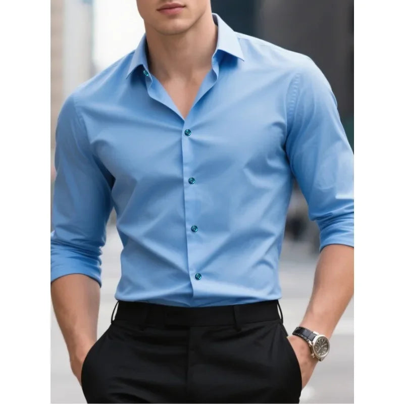 Men’s Slim Fit Shirt – Classic Button-Down Long Sleeves