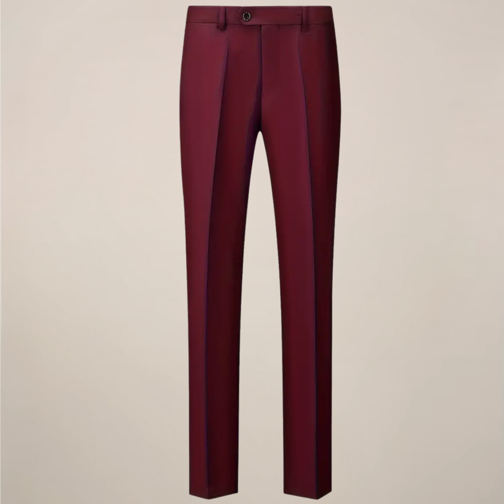 Men’s Slim Fit Three-Piece Suit – Tailored Burgundy Ensemble for Weddings & Formal Events