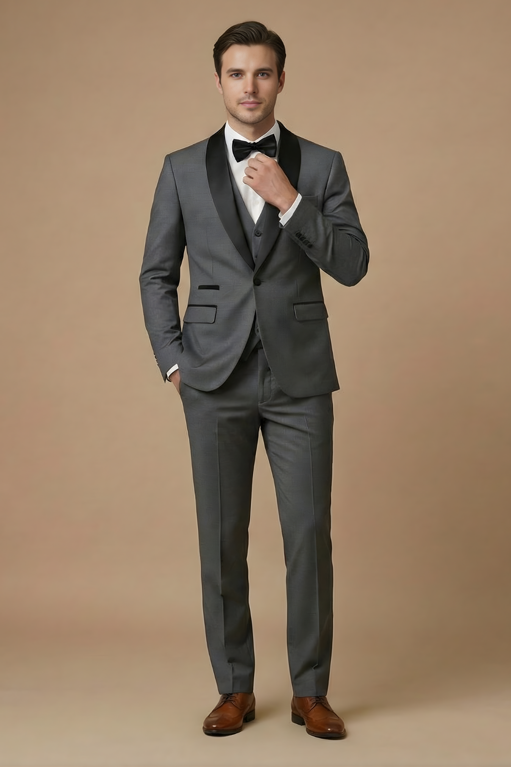 Men’s Slim Fit Three-Piece Suit – Tailored Jacket, Waistcoat and Trousers for Weddings and Formal Occasions