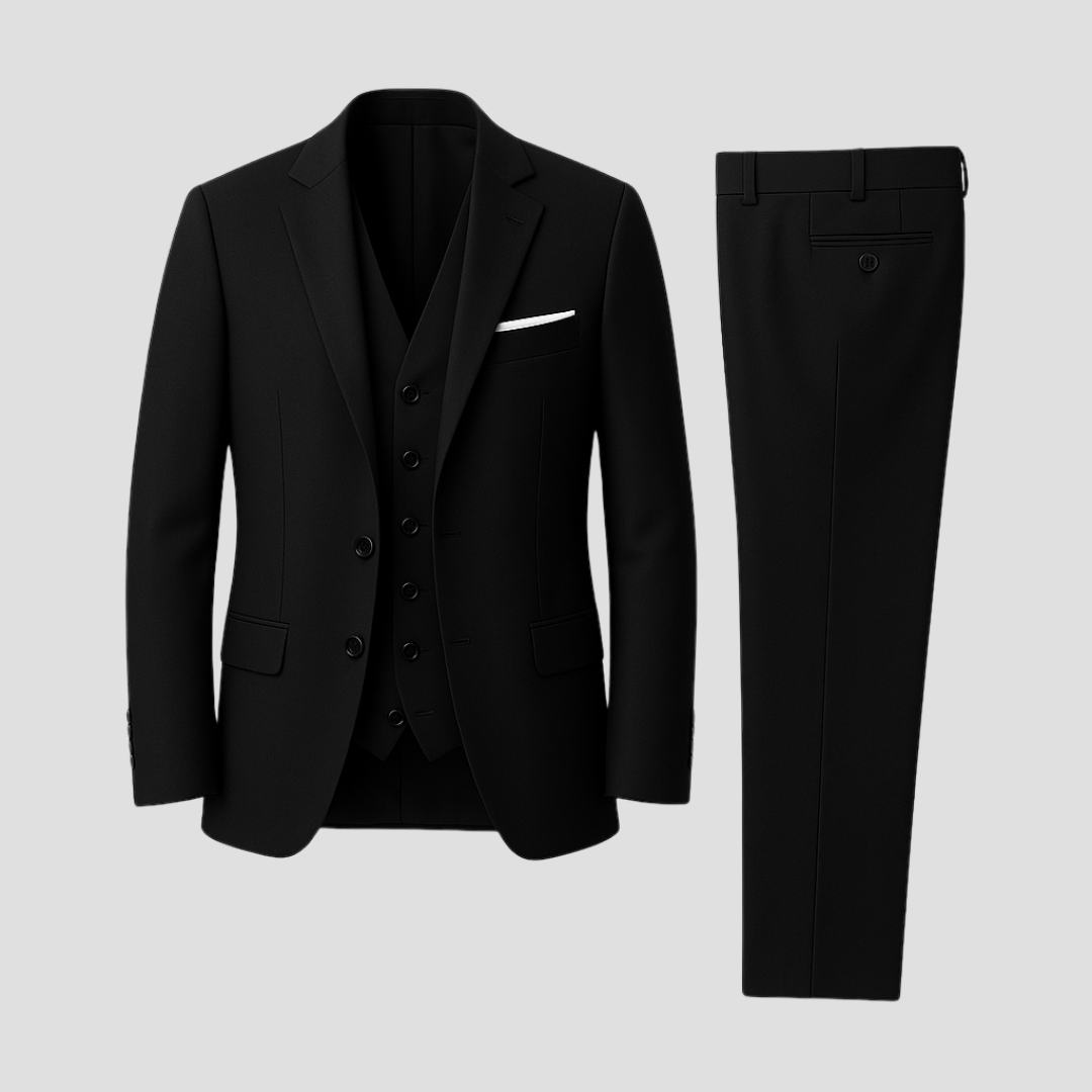 Men’s Slim Fit Three-Piece Suit – Tailored, Notch Lapel