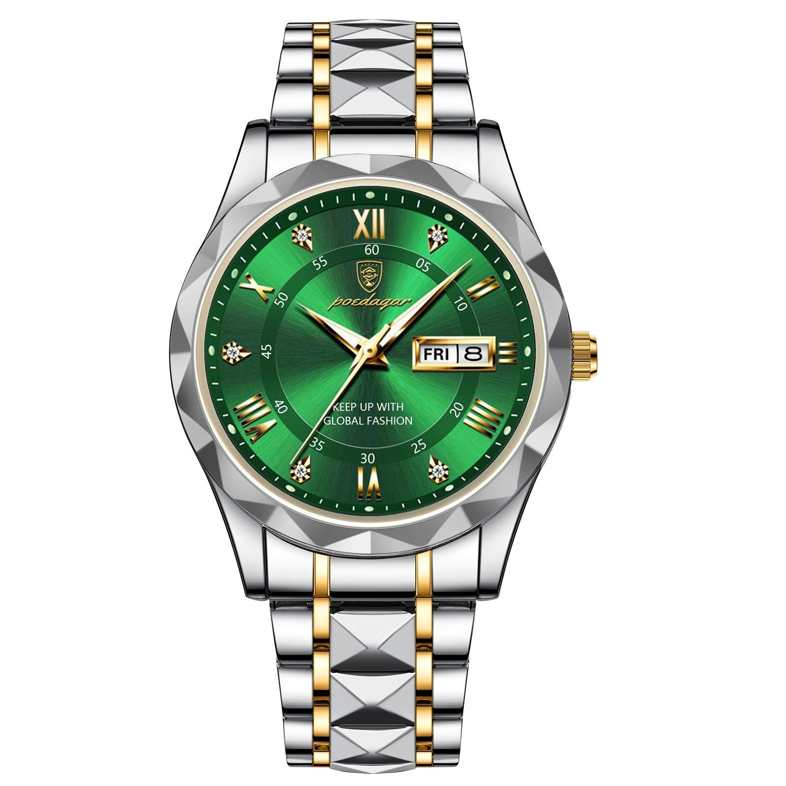 Men’s Stainless Steel Wristwatch – Different Colours Dial with Day & Date Display