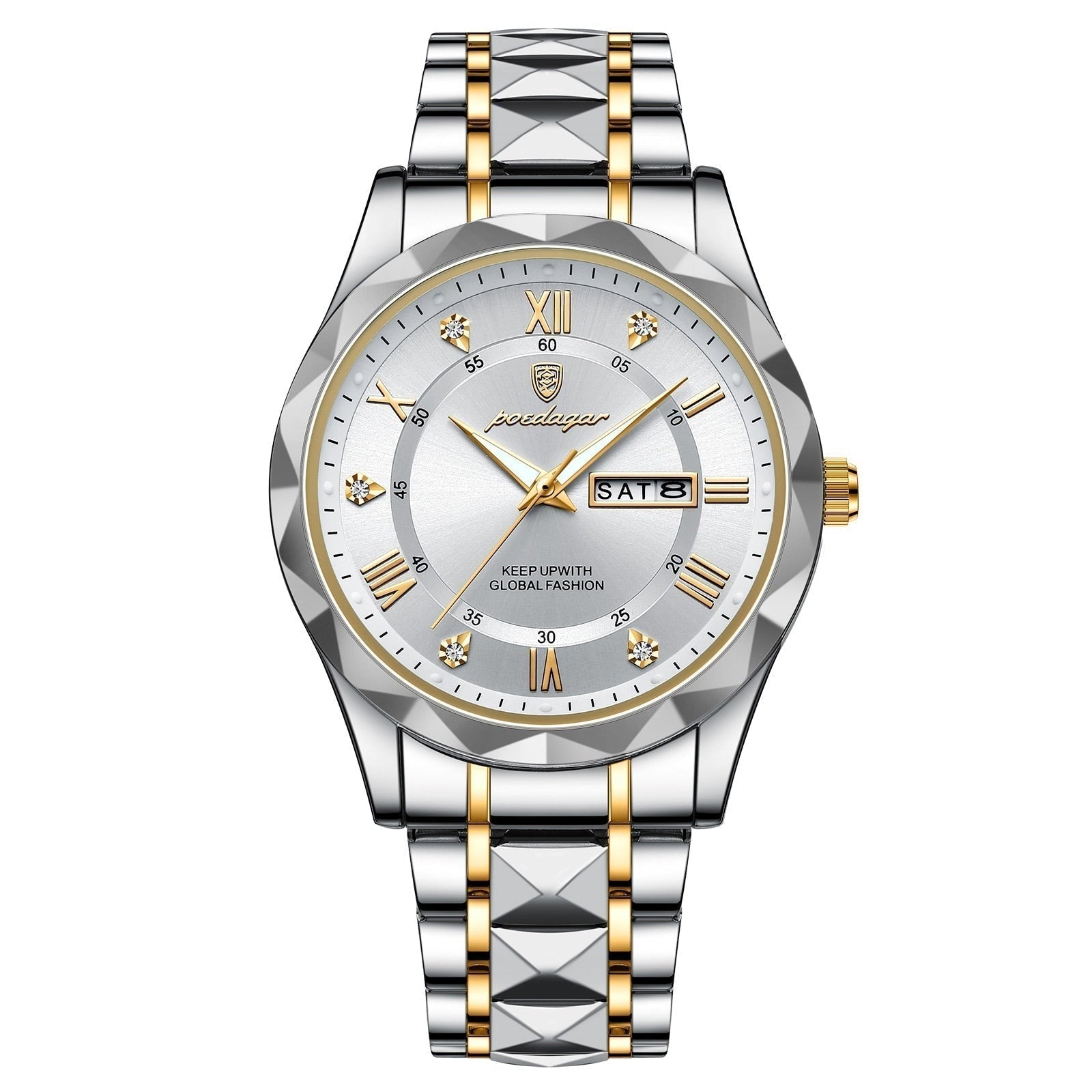 Men’s Stainless Steel Wristwatch – Different Colours Dial with Day & Date Display