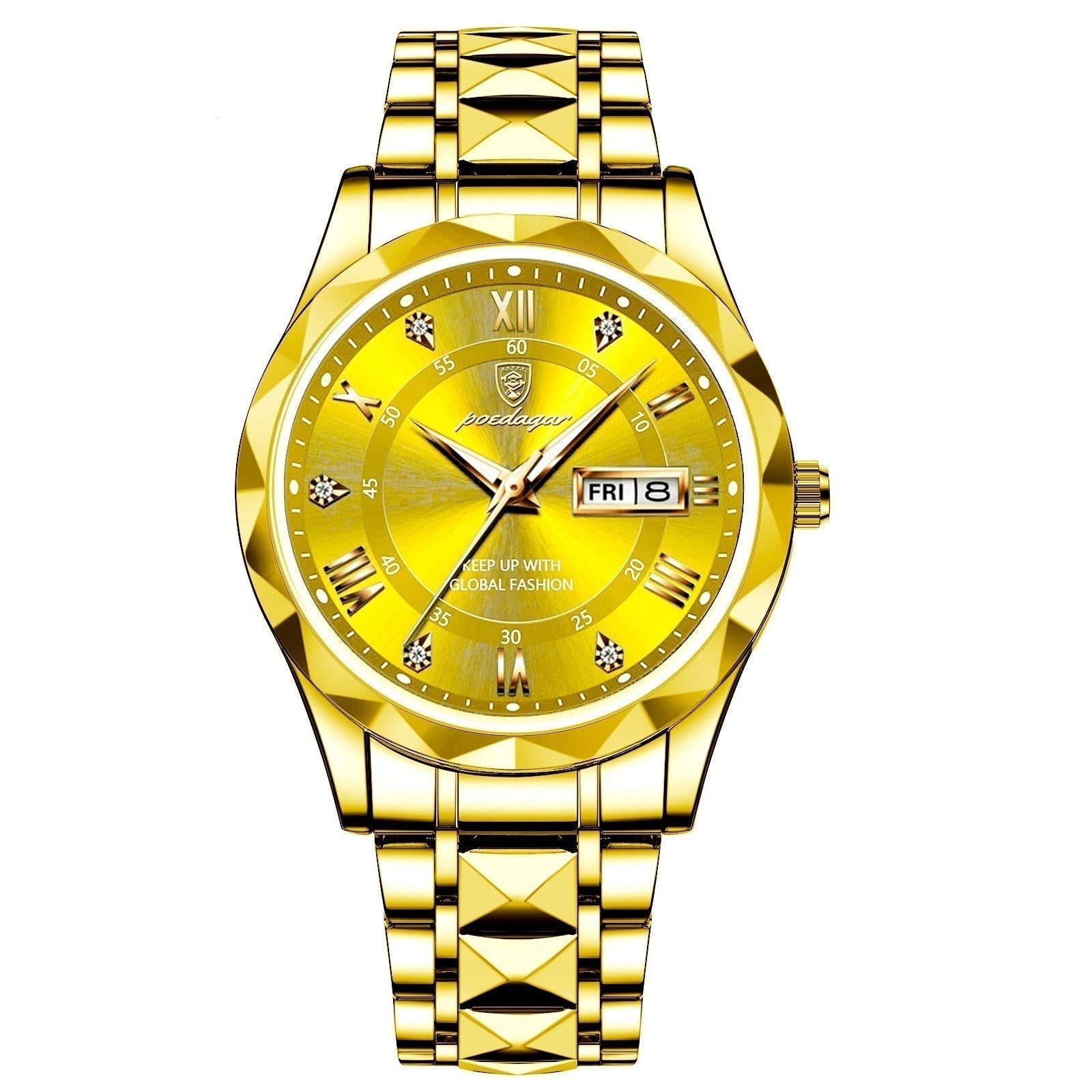 Men’s Stainless Steel Wristwatch – Different Colours Dial with Day & Date Display